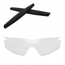 Walleva Clear Replacement Lenses and Black Earsocks for Oakley M Frame Strike Sunglasses
